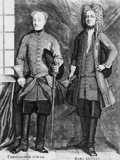 Charles XII of Sweden with His Advisor Baron Gortz by Swedish School
